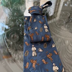 Cowboy Print Rockmount Ranch Wear Limited Edition Buckaroo Tie 100% Silk Cowboy